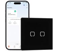 BSEEDLIFE Interruptor Inteligente WiFi Empotrado,Smart Interruptor Táctil Pared,2 Gang 1 Vía 86 * 86 mm,Compatible con Alexa y Google Home (Aplicación Tuya/Smart Life),Negro