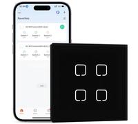 BSEEDLIFE Interruptor Inteligente WiFi Empotrado,Smart Interruptor Táctil Pared,4 Gang 1 Vía 86 * 86 mm,Compatible con Alexa y Google Home (Aplicación Tuya/Smart Life),Negro