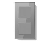 BSEEDLIFE Interruptor Pared Doble de Luz Empotrable,Interruptor Conmutador de Pared con Marco de Cristal,1 Gang 1 V 1 Gang 1 Vía Fácil Instalación,157 * 86mm Gris