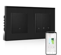 BSEEDLIFE Interruptor Persiana 1 Gang 1 Vía con WiFi Interruptor Tactil Empotrado, Panel de Cristal, Compatible con Alexa y Google Home, Requiere Cable Neutro, Negro