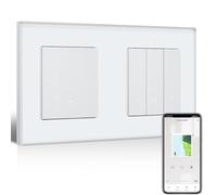 BSEEDLIFE Interruptor Persiana 1 Gang 1 Vía con WiFi Interruptor Tactil Empotrado, Panel de Cristal, Compatible con Alexa y Google Home, Requiere Cable Neutro, Blanco