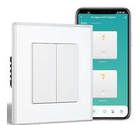 BSEEDLIFE Zigbee Interruptor Inteligente Pared,2 Gang 1 Vía 86 * 86mm,Interruptor Zigbee Commutador de luz Compatible con Alexa y Google Home(Aplicación Tuya/Smart Life),Blanco