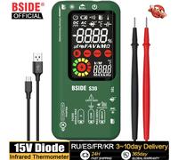 BSIDE-multímetro Digital inteligente, medidor de temperatura infrarroja, diodo LED de 15V, RMS verdadero, 9999 CC, voltaje de CA, recargable, DMM S30 Black
