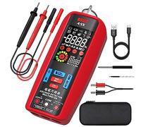 BSIDE Multímetro Digital Profesional Inteligente Polímetro de Bolsillo Recargable LCD Color Comprobador Multifunción de Voltaje Corriente Capacitancia Temperatura Diodo Continuidad Ohm Hz con Funda