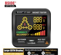 BSIDE probador de enchufe inteligente, Detector de voltaje, comprobador de salida RCD GFCI, prueba NCV, cable de neutra en vivo, medidor de enchufe UE, EE. UU., Reino Unido ZT-E8 EBTN display