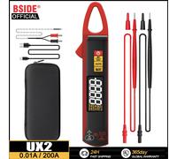 BSIDE UX2 Pinza Amperimétrica Digital True RMS 6000 DC/AC 200A 1mA, Nuevo Multímetro Automático, Voltímetro de Corriente para Coche, Medidor de Temperatura de Batería y Frecuencia (Hz) UX2 with Gifts