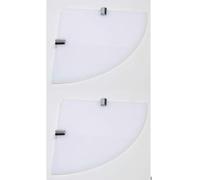 BSM Marketing VA-LQIV-SMZA - Juego de 2 estantes esquineros flotantes acrílicos montados en Pared con Soportes cromados Disponibles en Transparente, Negro y Blanco (Blanco, 180 mm x 2), VA-LQIV-SMZA