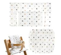 bssmmai Juego de cojines para trona Stokke Tripp Trapp, 2 piezas, 100% algodón orgánico, suave cojín para trona con cierre de