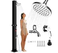 Bsteciar Ducha Solar Exterior - 40 L Sin Electricidad, Cabezal de Ducha de Lluvia Ajustable y Grifo, Control de Temperatura y Presión, Ducha Solar Piscina Agua Caliente a 60 °C