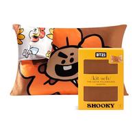 BT21 x Kitsch - Funda de Almohada de satén con Cierre de Cremallera, más Suave Que Las Fundas de Almohada de Seda de Morera, tamaño estándar, 1 Paquete, Fundas de Almohada refrescantes para Cabello,