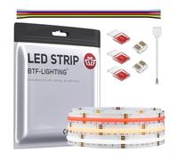 BTF-LIGHTING FCOB COB RGBCCT Tira LED 3M 840LED/M DC24V IP30 | Flexible de Alta Densidad, para TV Room Party DIY Home Decoration (Fuente de alimentación y controlador NO incluidos)