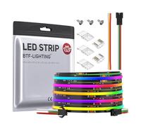 BTF-LIGHTING FCOB RGB WS2811 IC Direccionable Tira LED DC24V 5m 630LEDs/M | Tira de LED flexible de alta densidad COB, Negro PCB IP30 Color de persecución(No contiene controlador y alimentación)