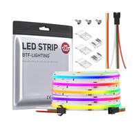 BTF-LIGHTING FCOB RGB WS2811 IC Direccionable Tira LED DC24V 5m 630LEDs/M | Tira de LED flexible de alta densidad COB, Blanco PCB IP30 Color de persecución(No contiene controlador y alimentación)