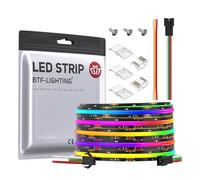 BTF-LIGHTING FCOB SPI RGB Tira de LED flexible de alta densidad COB WS2811 IC Tira de LED 5M 720LEDs/m 21W/M DC12V Negro PCB IP30 Color de persecución(No contiene controlador y alimentación)