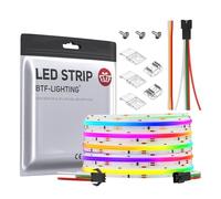 BTF-LIGHTING FCOB SPI RGB Tira de LED flexible de alta densidad COB WS2811 IC Tira de LED 5M 720LEDs/m 21W/M DC12V Blanco PCB IP30 Color de persecución(No contiene controlador y alimentación)