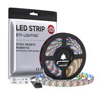 BTF-LIGHTING RGBW RGBNW Natural White SK6812 (Similar WS2812B) 16.4ft 5m 60leds/pixels/m Individually Addressable Flexible 4 color in 1 LED Dream Color LED Strip Waterproof IP65 DC5V