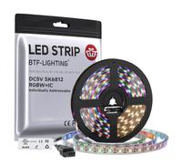 BTF-LIGHTING RGBW RGBNW Natural White SK6812 (Similar WS2812B) 16.4ft 5m 60leds/pixels/m Individually Addressable Flexible 4 color in 1 LED Dream Color LED Strip Waterproof IP67 DC5V