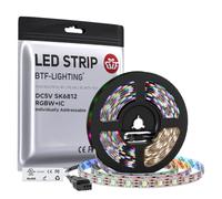 BTF-LIGHTING RGBW RGBNW Natural White SK6812 (Similar WS2812B) 16.4ft 5m 60leds/pixels/m Individually Addressable Flexible 4 color in 1 LED Dream Color LED Strip Waterproof IP30 DC5V