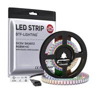 BTF-LIGHTING RGBW RGBNW Natural White SK6812 (Similar WS2812B) 3.3ft 1m 144leds/pixels/m Individually Addressable Flexible 4 color in 1 LED Dream Color LED Strip Waterproof IP65 DC5V