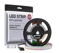 BTF-LIGHTING RGBW RGBNW Natural White SK6812 (Similar WS2812B) 3.3ft 1m 144leds/pixels/m Individually Addressable Flexible 4 color in 1 LED Dream Color LED Strip Waterproof IP30 DC5V