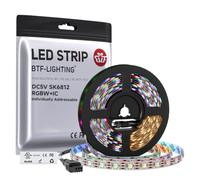 BTF-LIGHTING RGBW RGBWW Warm White SK6812 (Similar WS2812B) 16.4ft 5m 60leds/pixels/m Individually Addressable Flexible 4 color in 1 LED Dream Color LED Strip Non-waterproof DC5V