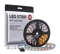 BTF-LIGHTING RGBW RGBWW Warm White SK6812 (Similar WS2812B) 16.4ft 5m 60leds/pixels/m Individually Addressable Flexible 4 color in 1 LED Dream Color LED Strip Waterproof IP67 DC5V