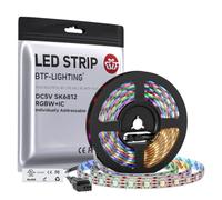 BTF-LIGHTING RGBW RGBWW Warm White SK6812 (Similar WS2812B) 16.4ft 5m 60leds/pixels/m Individually Addressable Flexible 4 color in 1 LED Dream Color LED Strip Waterproof IP65 DC5V