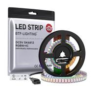 BTF-LIGHTING RGBW RGBWW Warm White SK6812 (Similar WS2812B) 3.3ft 1m 144leds/pixels/m Individually Addressable Flexible 4 color in 1 LED Dream Color LED Strip Non-waterproof DC5V