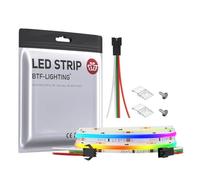 BTF-LIGHTING Tira LED FCOB SPI RGB WS2811 IC 24V 1m 720LEDs/m Blanco PCB | flexible de alta densidad COB, IP30, efecto persecución dinámico,requiere controlador y fuente de alimentación