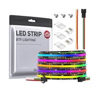 BTF-LIGHTING Tira LED FCOB SPI RGB WS2811 IC 24V 5m 720LEDs/m PCB negro | flexible de alta densidad COB, IP30, efecto persecución dinámico,requiere controlador y fuente de alimentación
