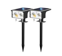 btfarm 2 Paquete Luces Solares LED Exterior Jardin con Sensor de Movimiento, 3 Mode Foco Solar Exterior Potente Suelo, Impermeable Focos Solar Potente para Patio,Caminos,Terraza-Blanco Frío