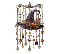 Btgghytr Atrapasueños acrílicos, campanillas de viento, decoración de ventana de Halloween con detalles de colgante facetado, temporada interior