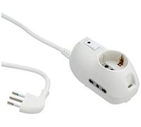 BTicino 3632DB Ambos para Cable alargador, 1 Macho, 10 amperios Doble Enchufe 10/16 A/1 Terminal 30 * Interruptor automático de Seguridad (Luminoso) - 3 m - Blanco