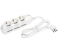 BTicino 3699DB, zapatilla compacta con múltiples enchufes, 9 ranuras, interruptor de luz, 6 enchufes 10/16 A de dos pasos y 3 enchufes P30, enchufe de 10 A, potencia máxima de 2500 W, 250 V color blanco