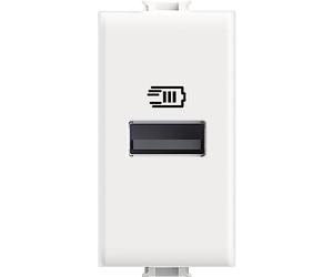 Bticino Cargador USB con una Entrada Tipo A, para Instalar en la Placa Matix, para Cargar un Dispositivo electrónico hasta 15W, 1 Plaza, Blanco