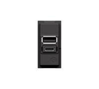 BTICINO Cargador USB Living NOW 20W, 1 módulo, negro, K4192AC