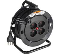 BTICINO Carrete de cable eléctrico S2615, extensión eléctrica de 15 metros, 4 enchufes Schuko versátiles, bipolar, enchufe grande de 16 A, interruptor térmico, mango ergonómico, soporte para cable y