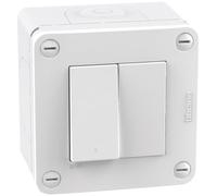 BTICINO Idrogo S28402W1F - Soluciones para la instalación, Color Blanco, Caja IP40, 2 módulos, con Interruptor + Polo Falso