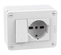 BTICINO Idrogo S28403W2F - Soluciones para la instalación de Color Blanco - Caja IP40 de 3 módulos - con Interruptor + Toma std Alemania