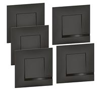 BTicino - Juego de 5 interruptores o de ida y vuelta con 10 AX 250 V con conexión de terminales automáticos - Incluye placas de acabado negro Noche y garras de fijación para renovación