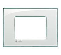 Bticino – Placa cuadrada de 3 puntos Living Light LNA4803AC acero/blanco LNA4803KA