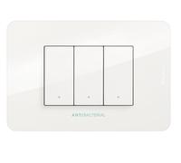 BTICINO MatixGO - Placa de tecnopolímero antibacteriano y antibacteriano JA4803JAB, placa MatixGO de 3 módulos