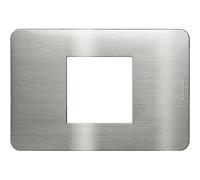 BTICINO MatixGO - Placa de tecnopolímero Steel JA4819ES - Placa MatixGO de 2 módulos centrados