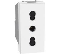 BTICINO MatixGO - Toma de corriente bipaso estándar italiana, 1 módulo, color blanco, SJW4180F, toma bipaso 2P + T, 16 A, 250 V, distancia entre ejes 19 mm y 26 mm