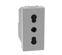 BTICINO MatixGO - Toma de corriente bipaso estándar italiana, 1 módulo gris SJG4180F, toma bipaso 2P + T 16 A 250 Vac, distancia entre ejes 19 mm y 26 mm