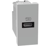 BTICINO MatixGO Toma de corriente con puerto USB 1 módulo Gris JG4192C Cargador USB con un puerto tipo C, 20W