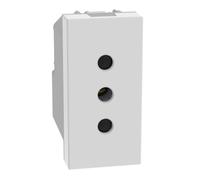 BTICINO MatixGO - Toma de corriente estándar italiana 1 módulo blanco SJW4113F Toma 2P+T 10 A 250 Vac, distancia entre ejes 19 mm