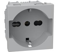 BTICINO MatixGO - Toma de corriente universal 2 módulos gris SJG4140A16F Toma 2 P+T 16 A 250 Vac, distancia entre ejes 19 mm y 26 mm