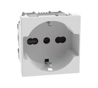BTICINO MatixGO - Toma de corriente universal de 2 módulos, color blanco, SJW4140A16F, enchufe plano estándar alemán e italiano, distancia entre ejes 19 mm y 26 mm