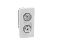 BTICINO MatixGO Toma TV 1 módulo blanco JW4214D Toma coaxial directa desmezclada para instalaciones de antena de TV monoutencia también telealimentados